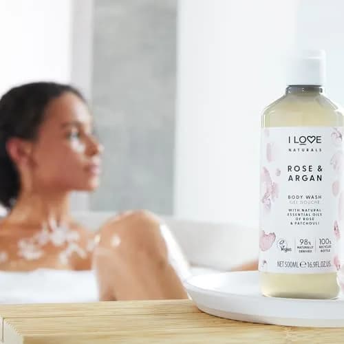 I LOVE Naturals Rose and Argan Body Wash - Moisturizing Plant-Based Cleanser - 16.9 oz | Enchanting Rose Scent & Deep Hydration thumbnail 2