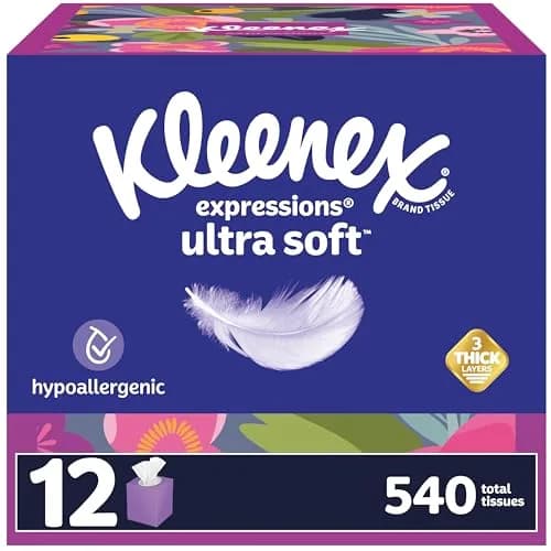 Kleenex Expressions Ultra Soft Facial Tissues, 12 Cube Boxes, 45 Tissues per Box, 3-Ply (540 Total Tissues) | Soft, Strong, and Absorbent for Everyday Use thumbnail 1