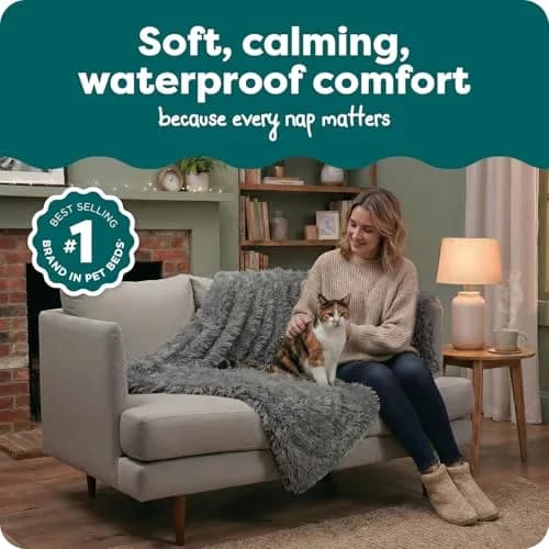 Furhaven Waterproof Pet Bed Mat Extra Large | Reversible Faux Fur & Velvet, Gray thumbnail 2