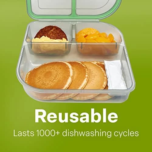 MyGo Container Large To-Go 3-Compartment Food Container 9.4" x 9.4" x 2.5" | Reusable, Microwave Safe NSF Certified thumbnail 6