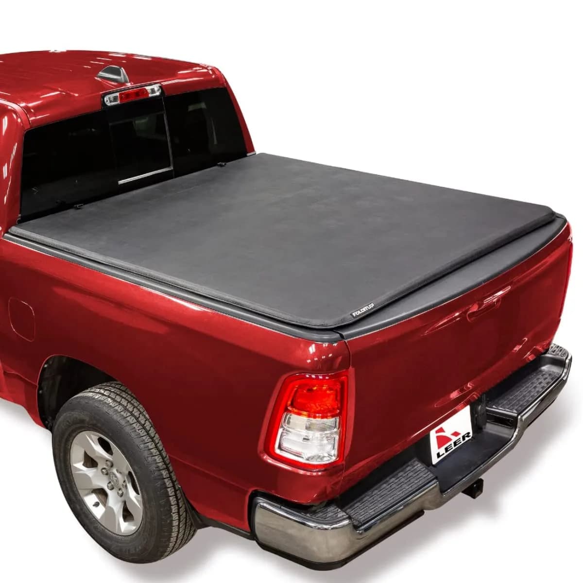 LEER FOLDITUP | Fits 2009-2018 Ram, 2019-2023 Heavy Duty, 2019 Classic with 6’4” Bed | Soft Tri-Fold Truck Bed Tonneau Cover | Easy Install | 4F137 — 6’4” Bed Soft Tri-Fold