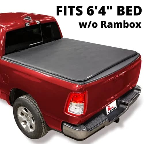 LEER FOLDITUP | Fits 2009-2018 Ram, 2019-2023 Heavy Duty, 2019 Classic with 6’4” Bed | Soft Tri-Fold Truck Bed Tonneau Cover | Easy Install | 4F137 thumbnail 2