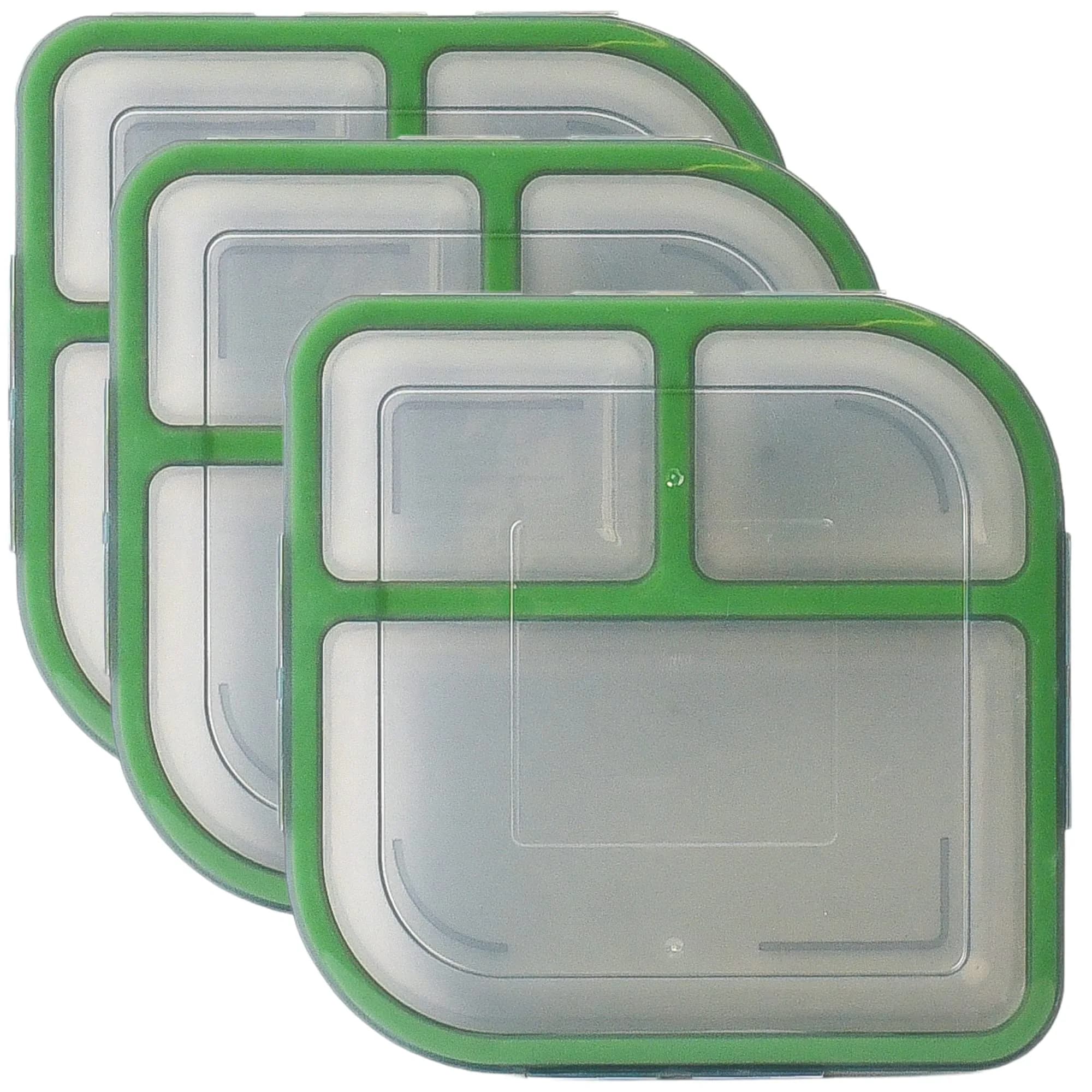 MyGo Container Large To-Go 3-Compartment Food Containers | Reusable Microwave Safe NSF Certified Smoke/Green