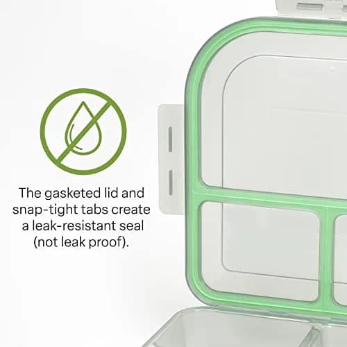 MyGo Container Large To-Go 3-Compartment Food Containers | Reusable Microwave Safe NSF Certified Smoke/Green thumbnail 5
