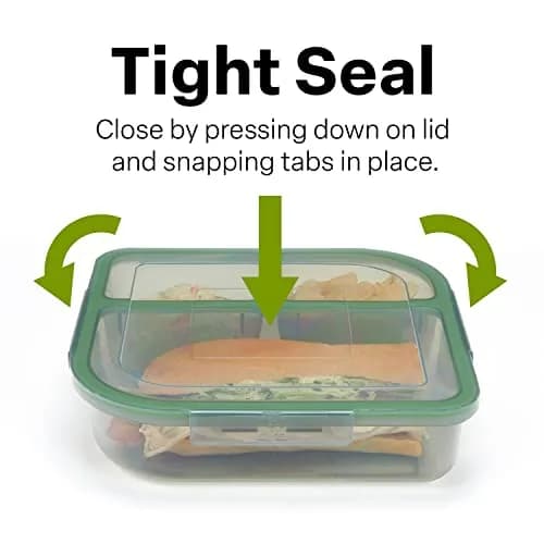 MyGo Container Large To-Go 3-Compartment Food Containers | Reusable Microwave Safe NSF Certified Smoke/Green thumbnail 3
