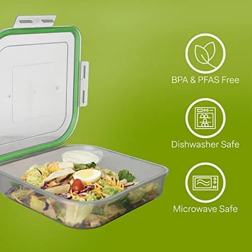 MyGo Container Large To-Go Single Compartment Container 9"x 9" x 2.5" | Reusable Microwave Safe NSF Certified thumbnail 4