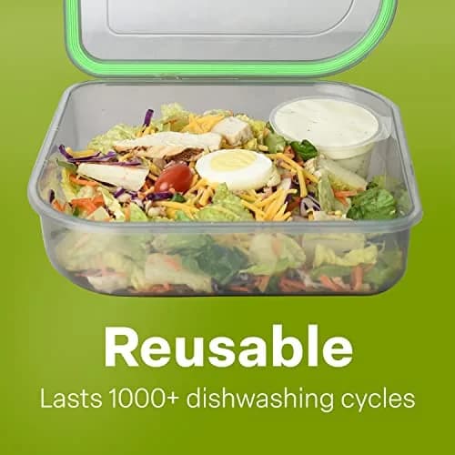 MyGo Container Large To-Go Single Compartment Container 9"x 9" x 2.5" | Reusable Microwave Safe NSF Certified thumbnail 6