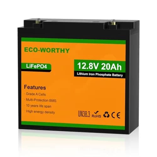 ECO-WORTHY 12V 20Ah LiFePO4 Lithium Battery | Deep Cycle Rechargeable Power for Outdoors thumbnail 1