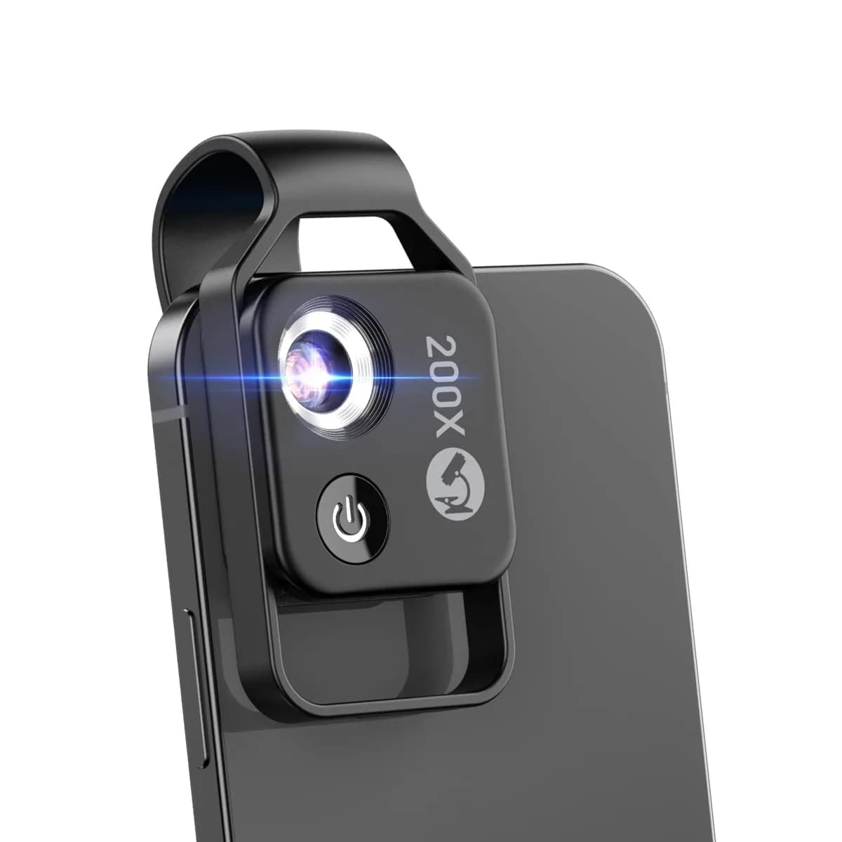 Evil eye 200X Phone Mini Pocket Microscope with LED Light/Universal Clip | Nano Zoom Portable Digital Microscope for Smartphone (Black 200X with CPL) — Black
