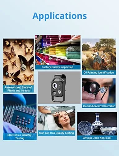 Evil eye 200X Phone Mini Pocket Microscope with LED Light/Universal Clip | Nano Zoom Portable Digital Microscope for Smartphone (Black 200X with CPL) thumbnail 6