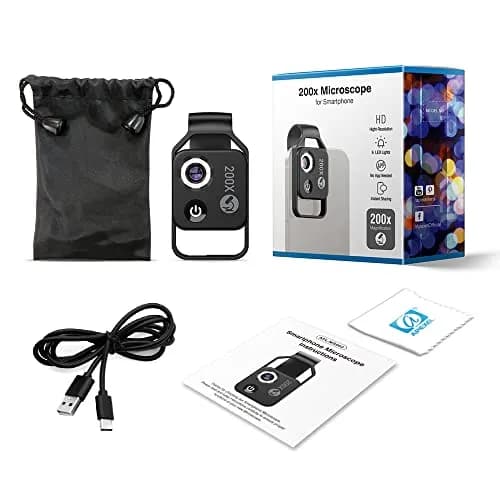 Evil eye 200X Phone Mini Pocket Microscope with LED Light/Universal Clip | Nano Zoom Portable Digital Microscope for Smartphone (Black 200X with CPL) thumbnail 7
