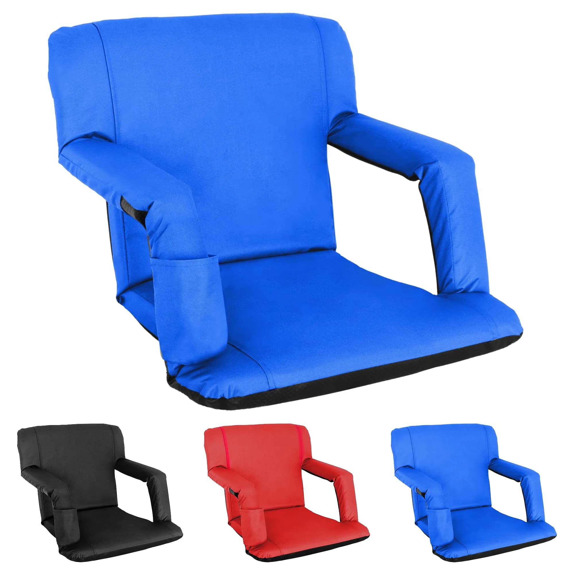 ZENY Heated Stadium Seat for Bleacher with Back Support 25 Inch | Cushioned, Heated, Armrests — Blue / 20.5'' - Non Heated