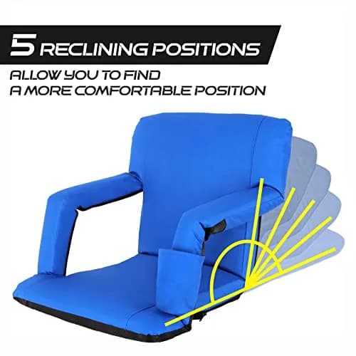ZENY Stadium Seat for Bleachers with Back Support 20.5'' | Reclining, Foldable & Portable for Outdoor Sports thumbnail 3