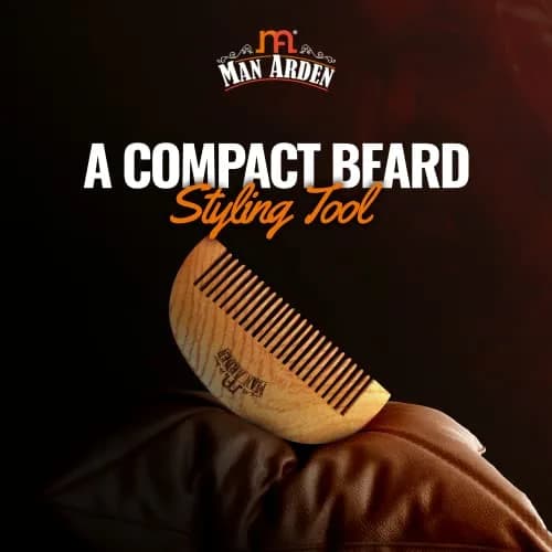 Man Arden Pure Neem Wooden Pocket Size Beard Comb with Faux Leather Pouch | Beard Styling on the Go thumbnail 4