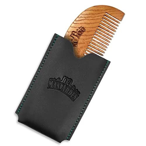 Man Arden Pure Neem Wooden Pocket Size Beard Comb with Faux Leather Pouch | Beard Styling on the Go thumbnail 7