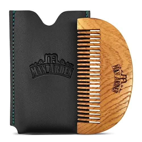 Man Arden Pure Neem Wooden Pocket Size Beard Comb with Faux Leather Pouch | Beard Styling on the Go thumbnail 8