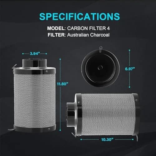 iPower 4 Inch 195 CFM Inline Ventilation Fan with Carbon Filter & Ducting | Grow Tent Air Circulation thumbnail 3