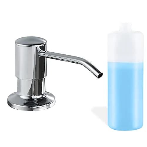 DOILIESE Built-in Soap Dispenser for Kitchen Sink, Chrome Stainless Steel Countertop Pump Head with 17OZ Refillable Bottle | Easy Top-Fill Design thumbnail 1