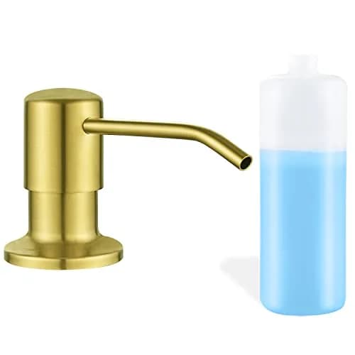 DOILIESE Gold Brushed Stainless Steel Built-in Soap Dispenser 500ml (17 Fl Oz) | Refillable Countertop Pump for Kitchen Sinks — Gold Brushed