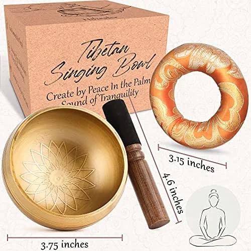 Relaehih Tibetan Singing Bowl Set 4 Inch (10.16 cm) | Authentic Nepal Handmade Meditation Chakra Sound Bowl thumbnail 3