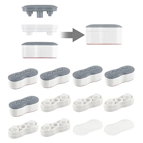 Maylanny Toilet Seat Buffer - Universal Bumpers, 5 pcs for Lid & 2 pcs for Tank, ABS+TPR, White/Red | Noise & Cushioning thumbnail 1