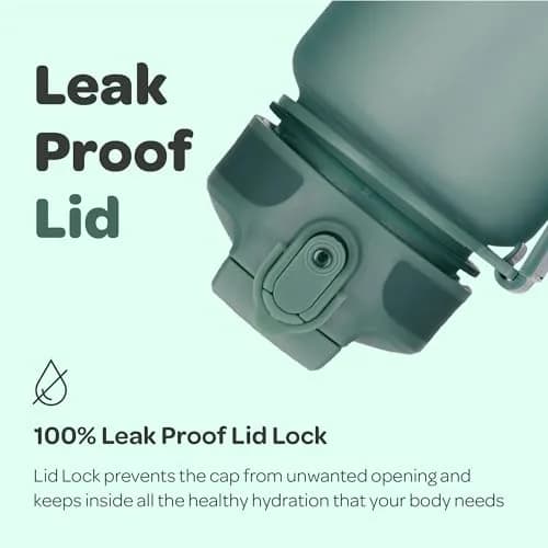 Hydracy Motivational Water Bottle with Time Marker and Straw Lid 32 oz | Leakproof, BPA-Free, 1000ml, Sport/fitness hydration thumbnail 6