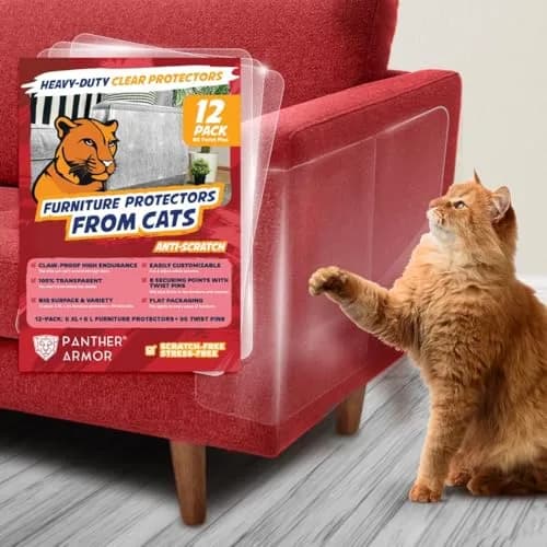 Panther Armor Clear Furniture Protector Sheets 12-Pack (6 XL + 6 L) | Protects Fabric Sofas & Chairs from Cat Claws thumbnail 1