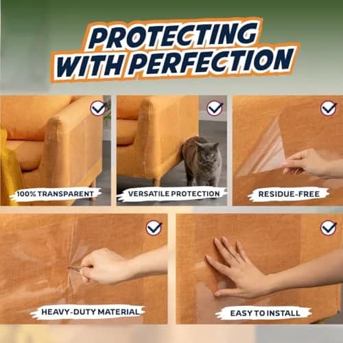 Panther Armor Clear Furniture Protector Sheets 12-Pack (6 XL + 6 L) | Protects Fabric Sofas & Chairs from Cat Claws thumbnail 4