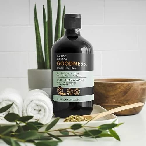 Baylis & Harding Goodness Natural Bubble Bath 16.9 Fl Oz | 3 Pack, Oud Cedar Amber, Vegan & Eco-Friendly thumbnail 3