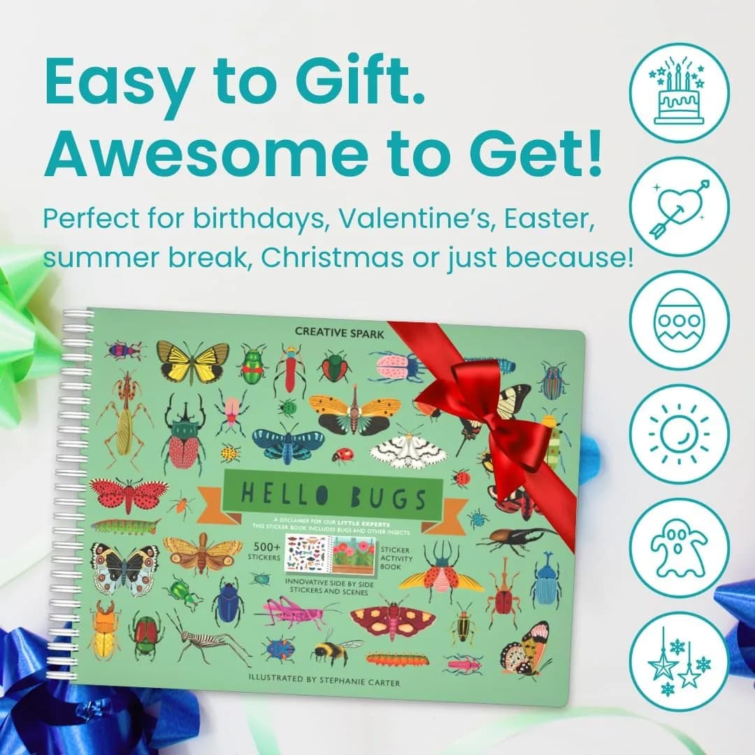 Cupkin Hello Bugs Sticker Book Activity for Kids | 500+ Stickers, 12 Scenes, 12 Coloring Pages - view 7
