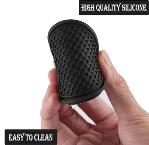 SINGARO Black Silicone Car Cup Coaster Set | 4PCS Universal Non-Slip Cup Holders with Groove Patterns thumbnail 5