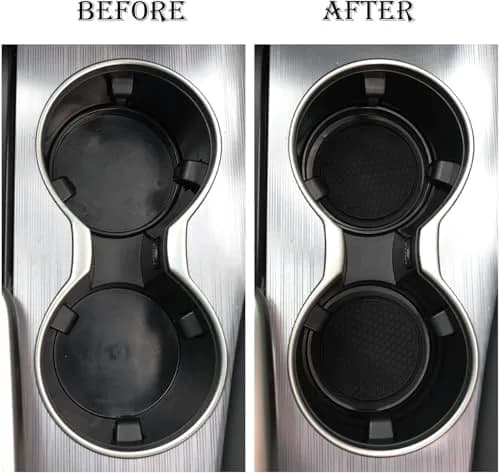SINGARO Black Silicone Car Cup Coaster Set | 4PCS Universal Non-Slip Cup Holders with Groove Patterns thumbnail 6