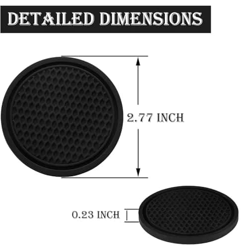 SINGARO Black Silicone Car Cup Coaster Set | 4PCS Universal Non-Slip Cup Holders with Groove Patterns thumbnail 2