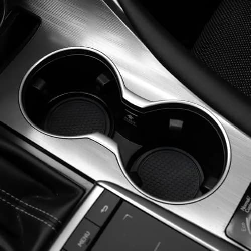 SINGARO Black Silicone Car Cup Coaster Set | 4PCS Universal Non-Slip Cup Holders with Groove Patterns thumbnail 4
