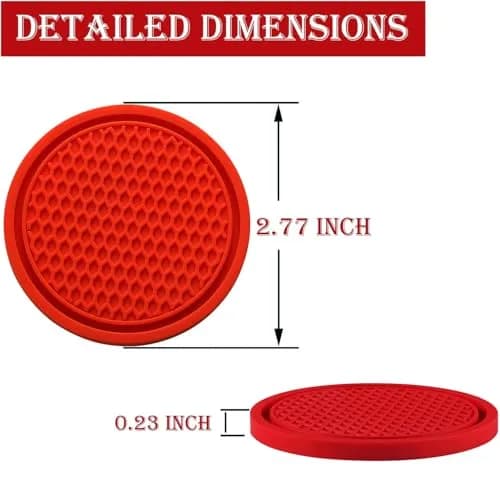 SINGARO Red 4PCS Car Cup Coaster Set 7.04cm (2.77 inches) | Universal Non-Slip Silicone Interior Accessories thumbnail 2