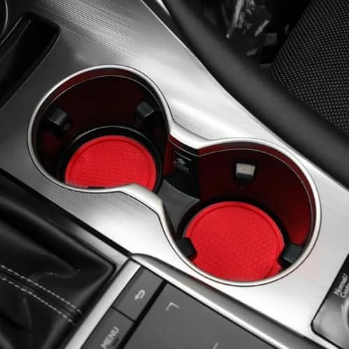 SINGARO Red 4PCS Car Cup Coaster Set 7.04cm (2.77 inches) | Universal Non-Slip Silicone Interior Accessories thumbnail 4