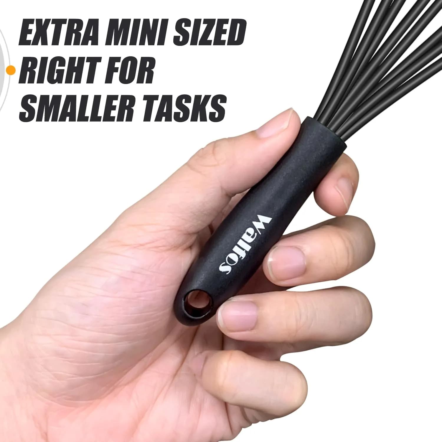 Walfos Mini Whisk 5.5in & 7.5in (14cm & 19cm) | Silicone Coated Stainless Steel for Non-Stick Cookware - view 4
