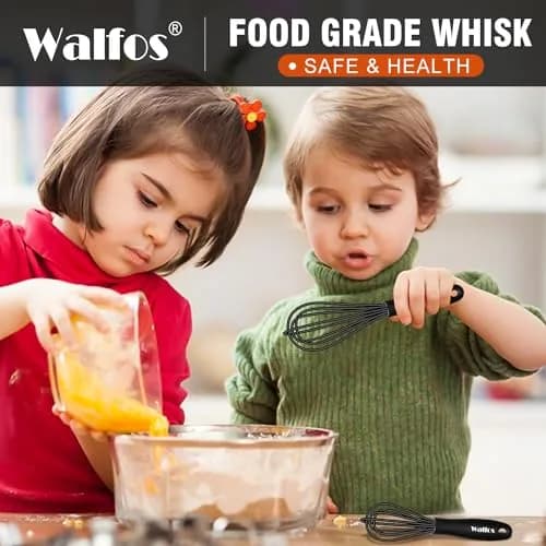 Walfos Mini Whisk 5.5in & 7.5in (14cm & 19cm) | Silicone Coated Stainless Steel for Non-Stick Cookware thumbnail 7