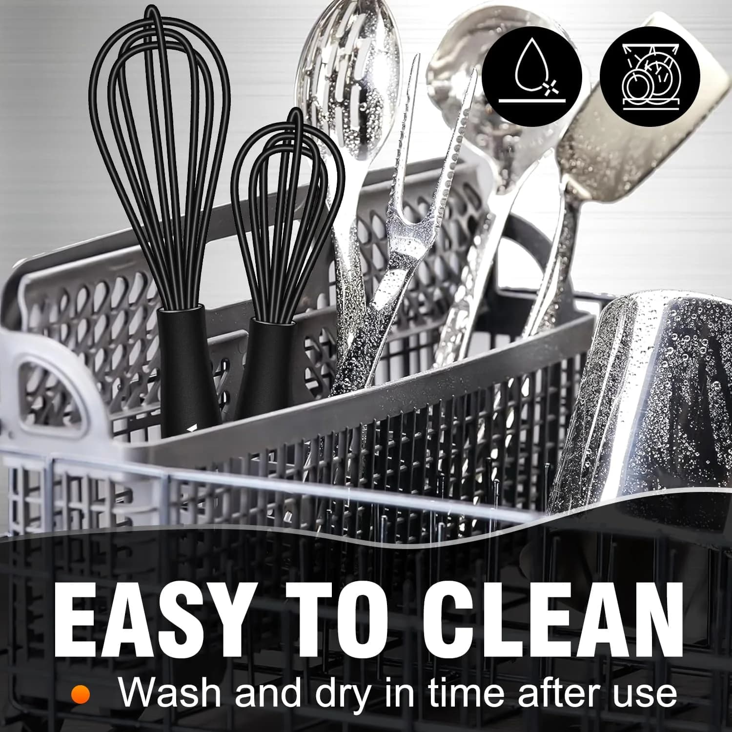 Walfos Mini Whisk 5.5in & 7.5in (14cm & 19cm) | Silicone Coated Stainless Steel for Non-Stick Cookware - view 8