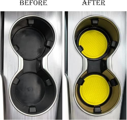SINGARO Yellow 4PCS Silicone Car Cup Coaster Set | Universal Non-Slip Cup Holders Embedded in Ornaments Coaster thumbnail 6