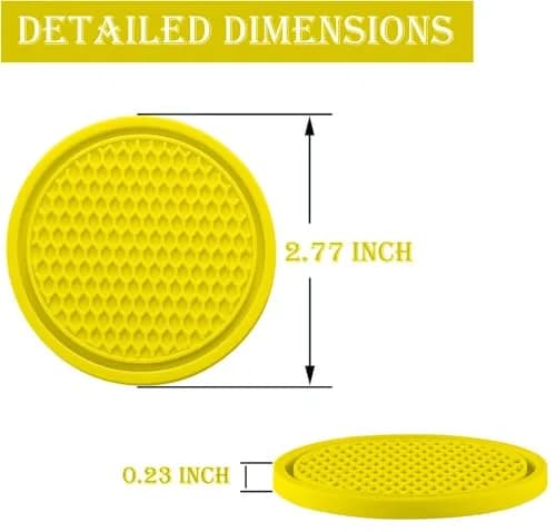 SINGARO Yellow 4PCS Silicone Car Cup Coaster Set | Universal Non-Slip Cup Holders Embedded in Ornaments Coaster thumbnail 2