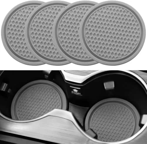 SINGARO Gray 4PCS Silicone Car Cup Coaster | Universal Non-Slip Cup Holder Insert for Cars, Homes, Offices (2.77 inch) thumbnail 1