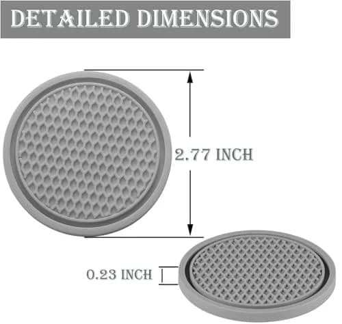 SINGARO Gray 4PCS Silicone Car Cup Coaster | Universal Non-Slip Cup Holder Insert for Cars, Homes, Offices (2.77 inch) thumbnail 2