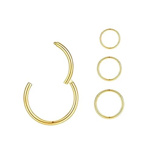 MeiziQL Nose Rings Hoop 20G Gold Nose Hoop | Hypoallergenic Body Jewelry for Women Men thumbnail 1