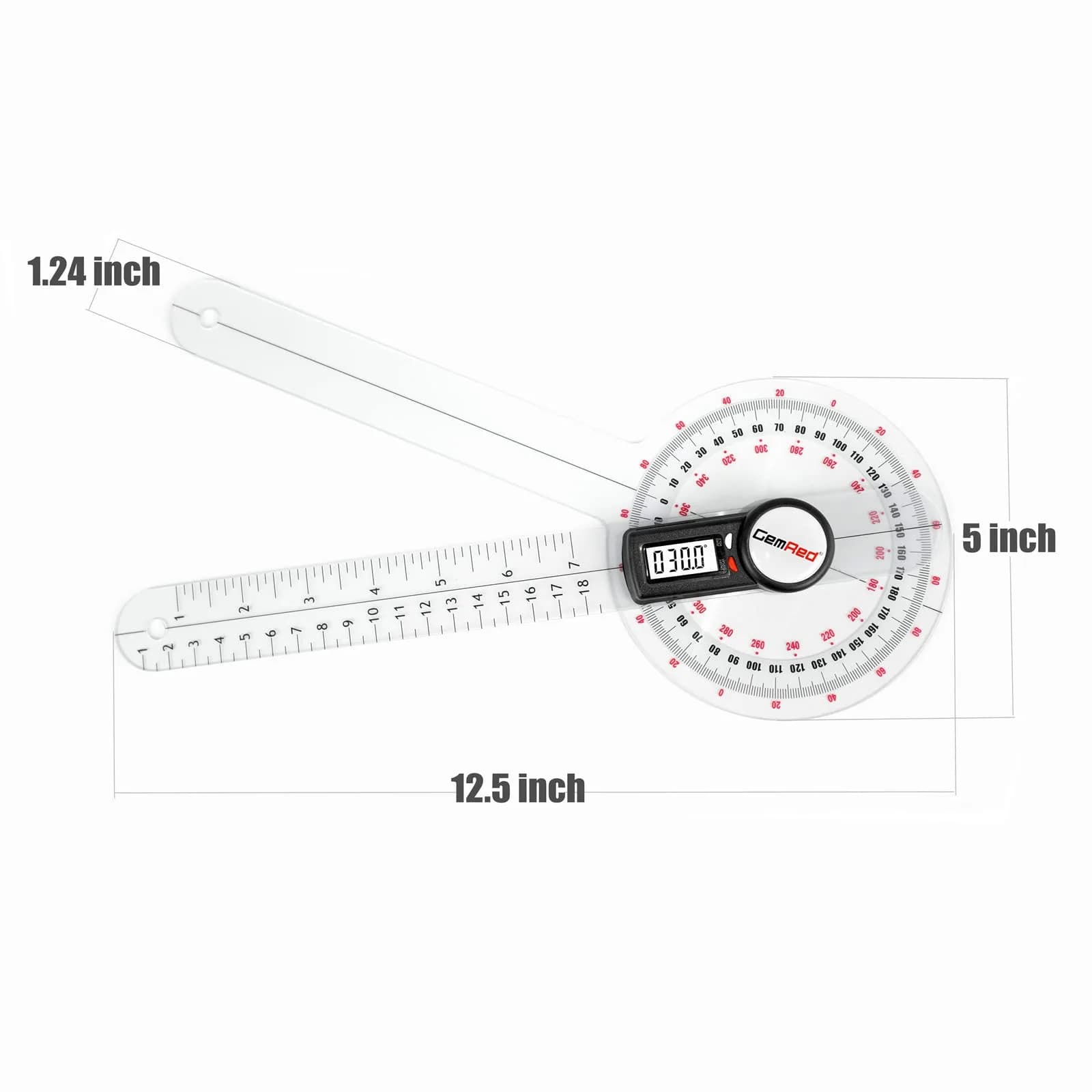 GemRed 12 inch Digital Goniometer for Joint ROM Measurement | Physical Therapy Tool - view 5