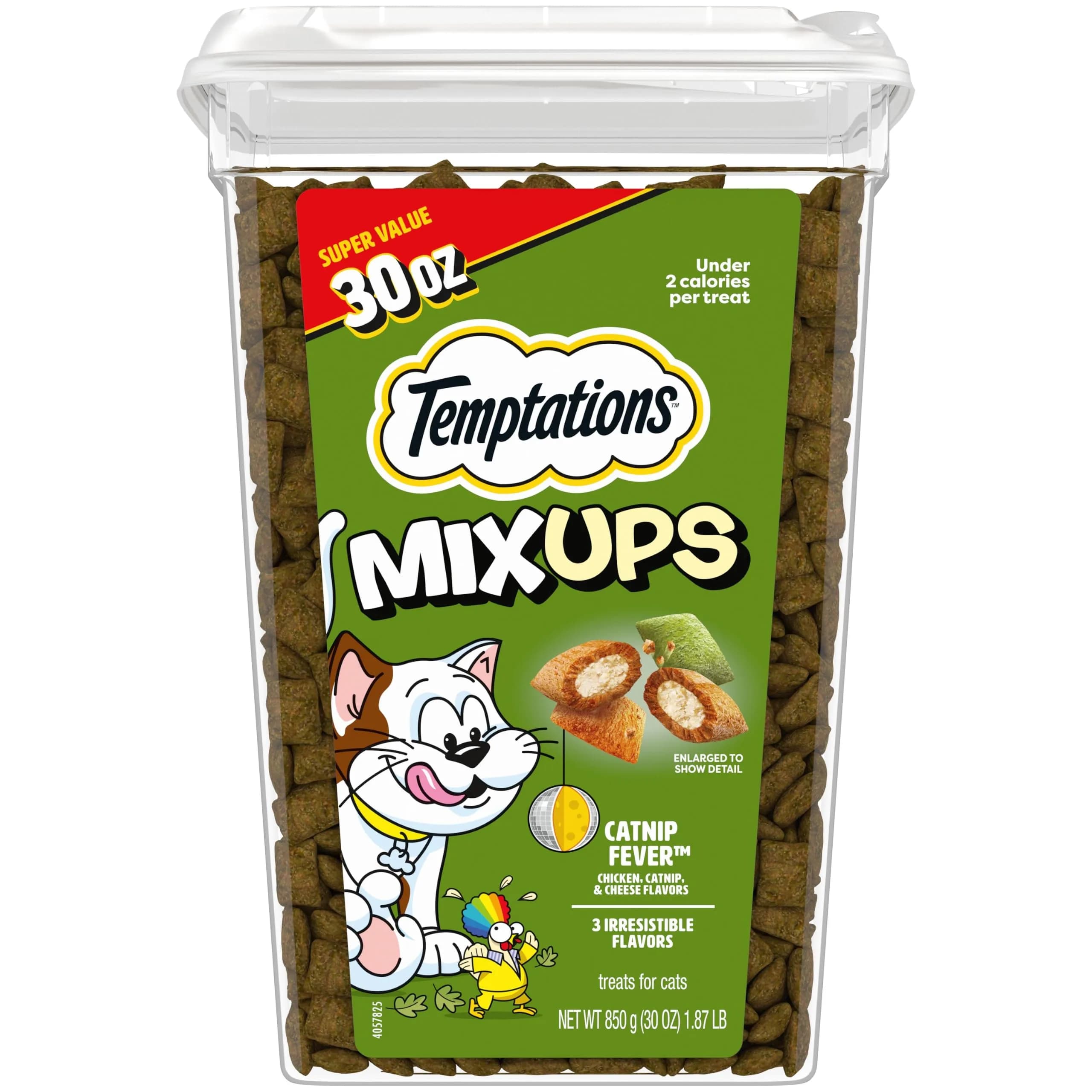 Temptations MixUps Crunchy and Soft Cat Treats, Catnip Fever Flavor, 1.88 lb (853 g) Tub | Dual-Texture Catnip Treats - main product image
