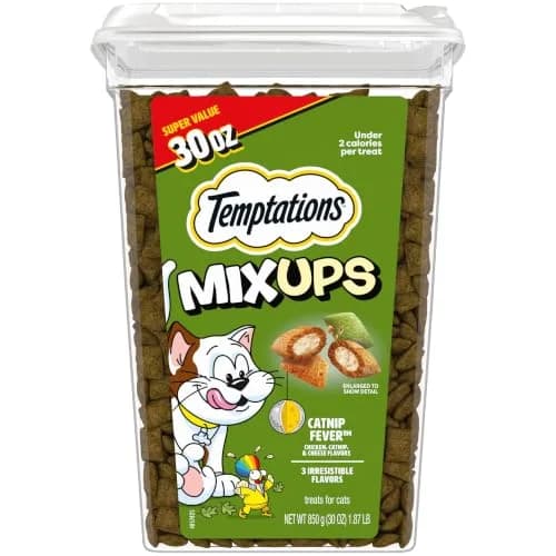 Temptations MixUps Crunchy and Soft Cat Treats, Catnip Fever Flavor, 1.88 lb (853 g) Tub | Dual-Texture Catnip Treats thumbnail 1