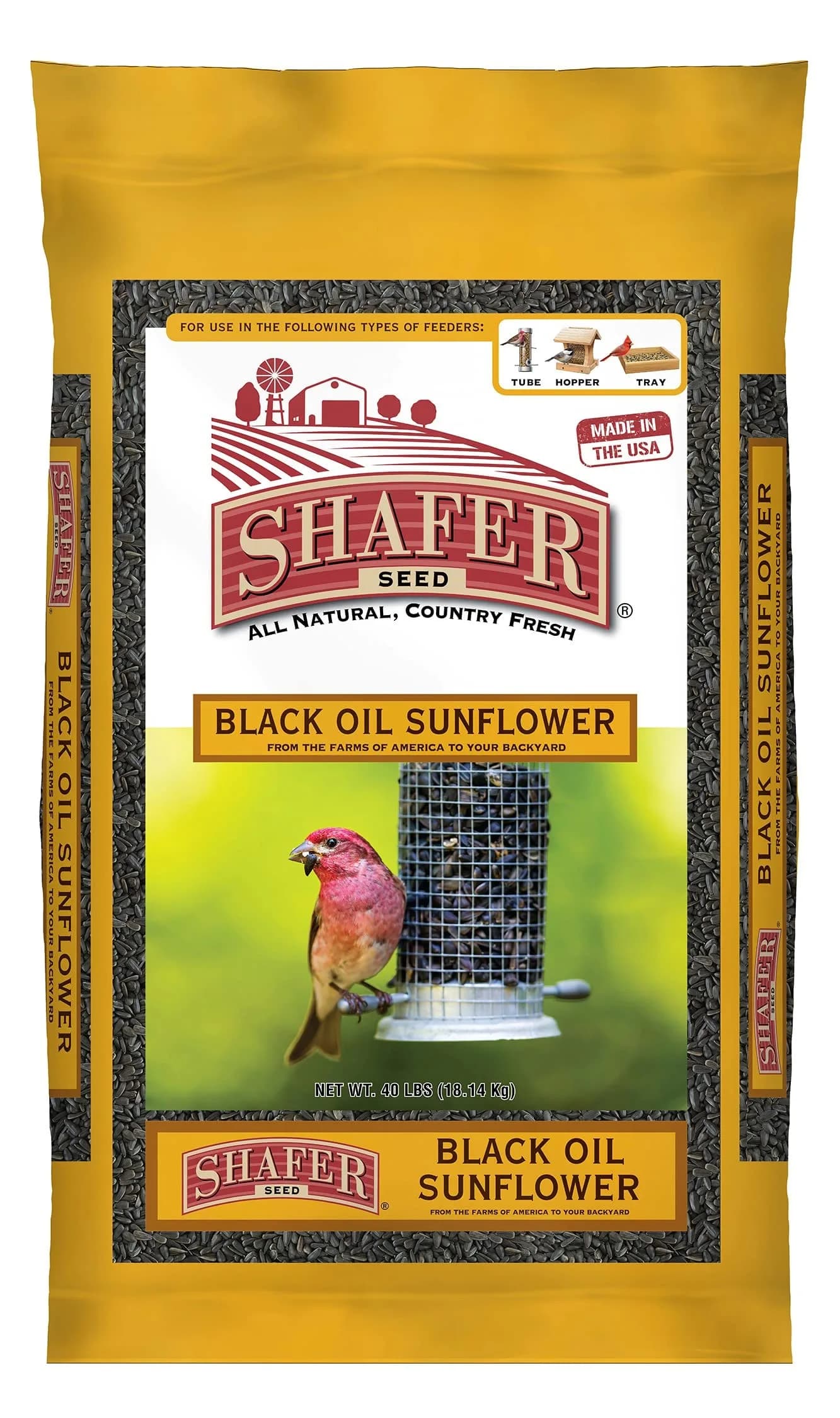 Shafer Seed 40-Pound Bag Black Oil Sunflower Wild Bird Food | Extra Clean, High Energy Seeds — 40 Pound