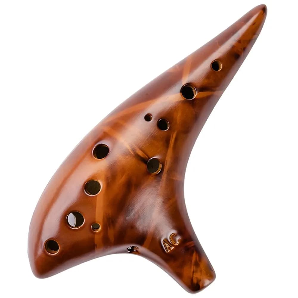 DHwebWLP Strawfire 12 Hole Ocarina Alto C Ceramic Instrument | Beginner Friendly, Handcrafted Yellow — Yellow