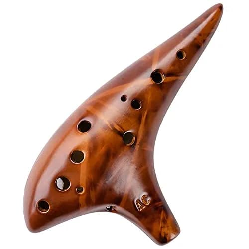DHwebWLP Strawfire 12 Hole Ocarina Alto C Ceramic Instrument | Beginner Friendly, Handcrafted Yellow thumbnail 1